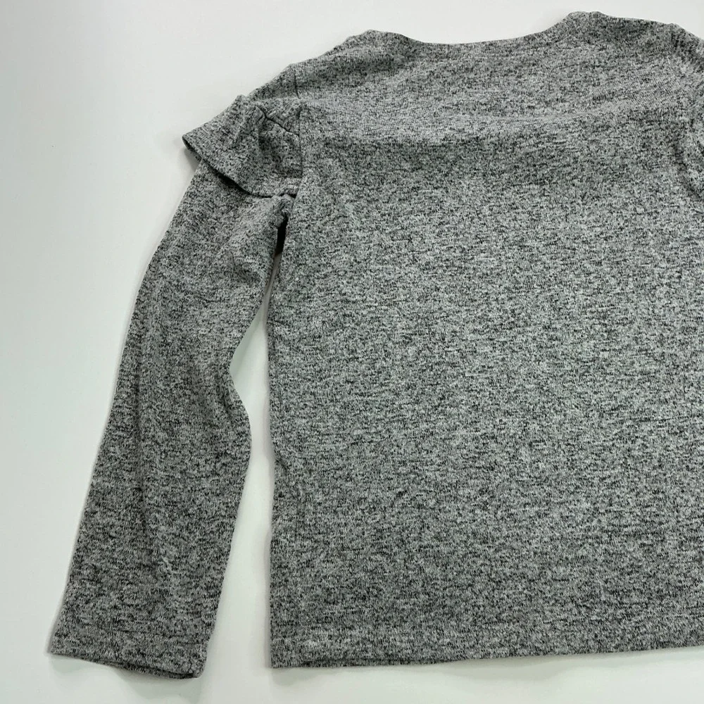 OshKosh Grey Knit Ruffle Top Kids Size 7 Long Sleeve Heathered GCL15234-AD-R